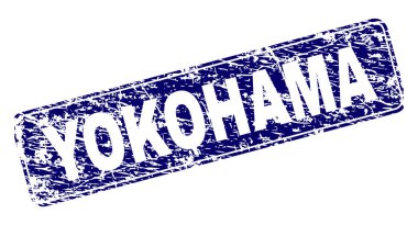 Yuvarlatılmış dikdörtgen damga çizilmiş Yokohama çerçeveli