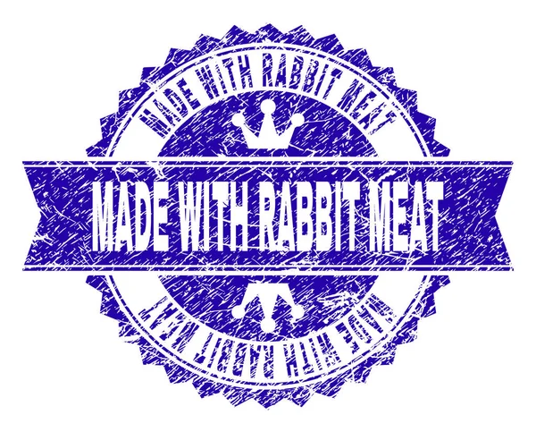 Грандж Текстуровані MADE WITH R ABIT MEAT Штамп Seal зі стрічкою — стоковий вектор