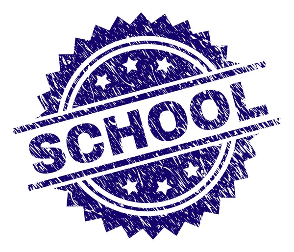 Scratched Textured SCHOOL Stamp Seal — Stock Vector