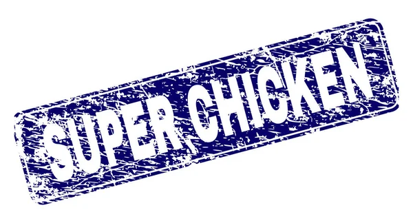 Timbre rectangulaire arrondi encadré SUPER CHICKEN rayé — Image vectorielle