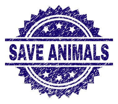 Grunge Textured SAVE ANIMALS Stamp Seal