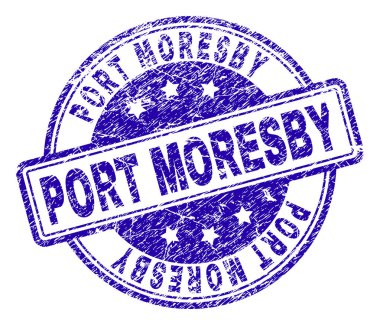 Dokulu Port Moresby damga mühür çizik