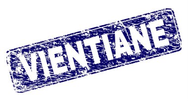 Yuvarlatılmış dikdörtgen damga grunge Vientiane çerçeveli