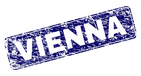 Viyana damga mühür doku ile yazdırma. Bir yuvarlatılmış dikdörtgen çerçeve ile mühür şekildir. Mavi vektör kauçuk baskı kirli doku ile Viyana etiketin.