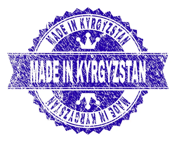 Grunge getextureerde Made In Kirgizië stempel zegel met lint — Stockvector