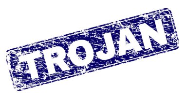 Yuvarlatılmış dikdörtgen damga grunge Truva çerçeveli