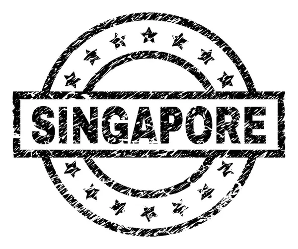 Scratched Textured SINGAPORE Stamp Seal — Stock Vector