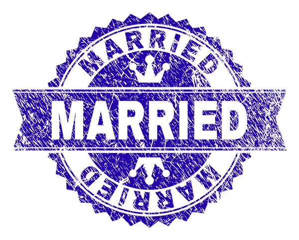 Sello de sello matrimonial texturizado grunge con cinta — Vector de stock