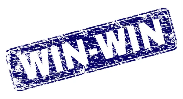Selo de retângulo arredondado emoldurado Grunge WIN-WIN —  Vetores de Stock