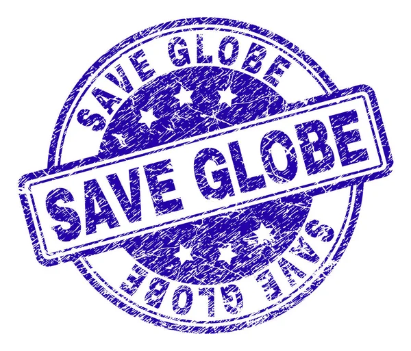 Scratched Textured SAVE GLOBE Stamp Seal — Stock Vector