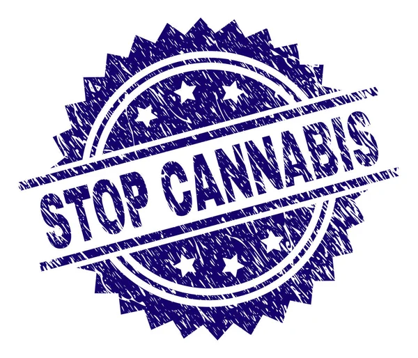 Scratched Textured STOP CANNABIS Stamp Seal — Stock Vector