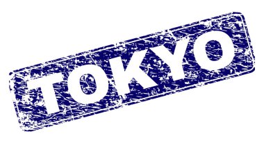 Yuvarlatılmış dikdörtgen damga grunge Tokyo çerçeveli