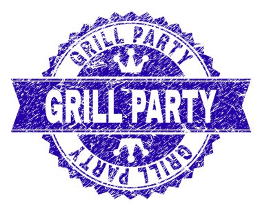 Grunge ızgara partisi damga mühür kurdele ile dokulu