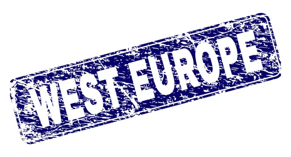Sello de rectángulo redondeado enmarcado de Europa occidental rayado — Vector de stock