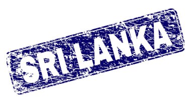 Yuvarlatılmış dikdörtgen damga grunge Sri Lanka çerçeveli