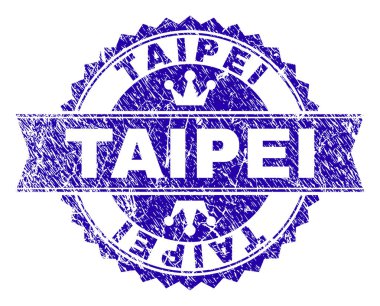 Grunge Taipei damga mühür kurdele ile dokulu