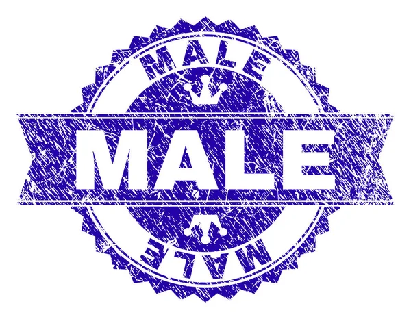 Sceau de timbre homme texturé rayé avec ruban — Image vectorielle