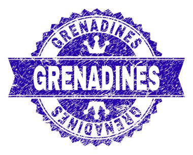 Çizik dokulu Grenadinler mühür ile kurdele pul