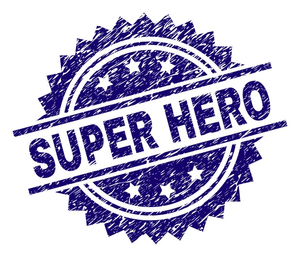 Sello de sello SUPER HERO texturizado rayado — Vector de stock