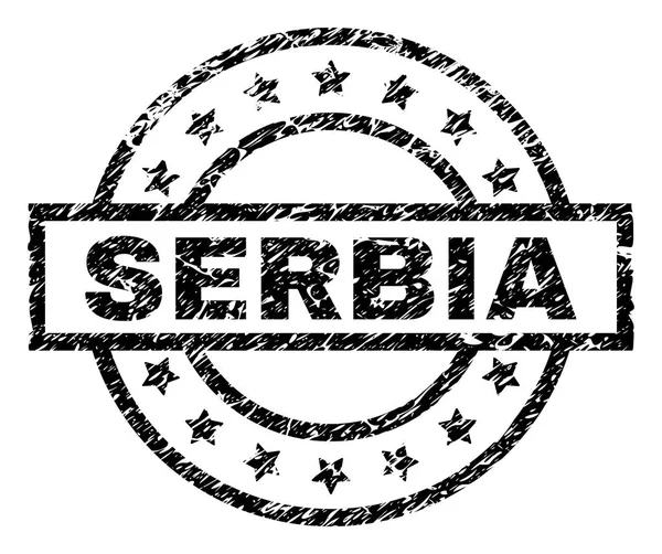 Selo de carimbo de sérvia texturizado riscado —  Vetores de Stock