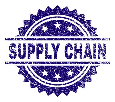 Grunge tedarik zinciri damga mühür dokulu