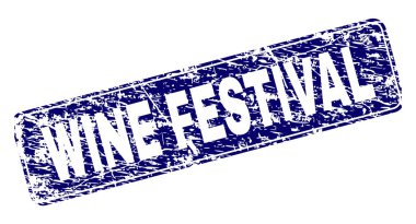 Grunge Şarap Festivali çerçeveli yuvarlatılmış dikdörtgen damgası