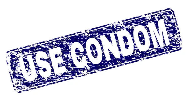 Zerkratzte Verwendung Kondom gerahmt abgerundeten Rechteck-Stempel — Stockvektor