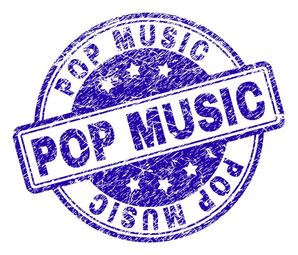 Scratched Textured POP MUSIC Stamp Seal — Stock Vector