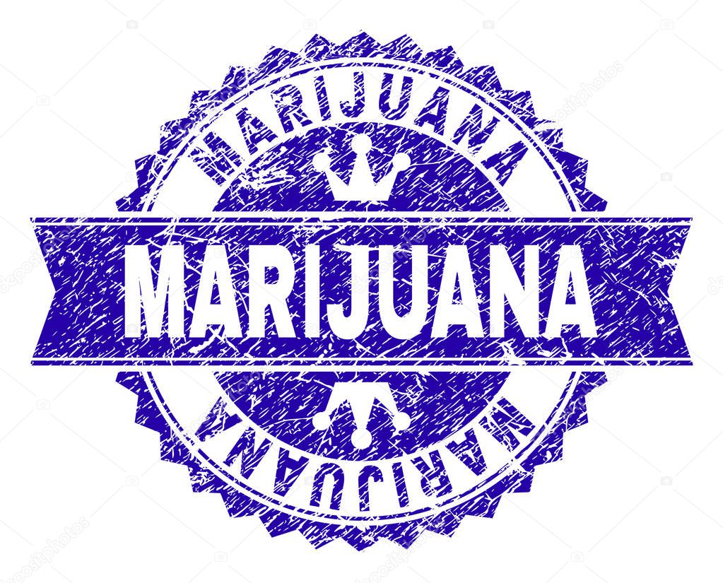 Scratched Textured MARIJUANA Stamp Seal with Ribbon