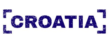Grunge Dokulu Hırvatistan Pul Mühür Köşeleri İçi