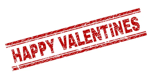 Bekrast getextureerde Happy Valentines stempel-zegel — Stockvector