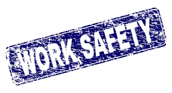 Γκραντζ ασφάλεια εργασίας πλαισιώνεται στρογγυλεμένη ορθογώνιο σφραγίδα — Διανυσματικό Αρχείο