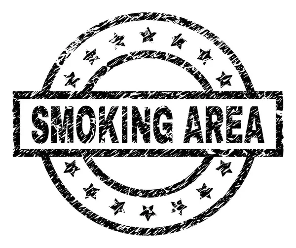 Scratched Textured SMOKING AREA Stamp Seal — Wektor stockowy