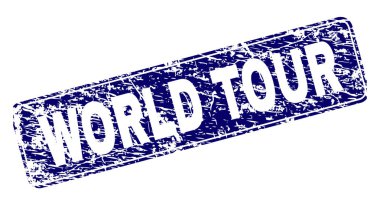 Yuvarlatılmış dikdörtgen damga çizilmiş dünya turu çerçeveli