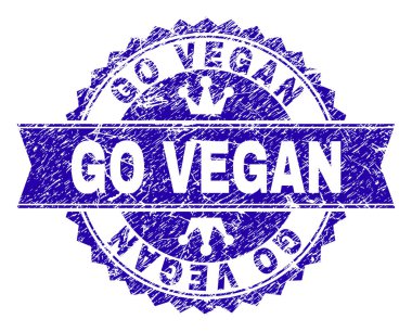 Grunge Textured GO VEGAN Stamp Seal with Ribbon