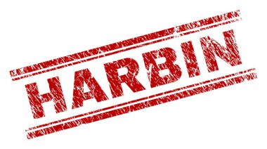 Harbin mühür doku ile yazdırma. Harbin resim yazısı ile doku, kırmızı vektör kauçuk bastır Metin etiketi çift paralel çizgi arasında yer alıyor.