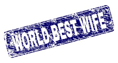 Scratched WORLD BEST WIFE Framed Rounded Rectangle Stamp