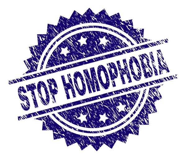 Sello de sello con textura rayada STOP HOMOPHOBIA — Vector de stock