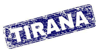 Scratched TIRANA Framed Rounded Rectangle Stamp