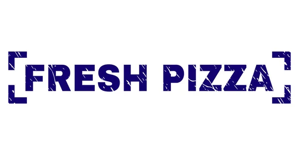 Sello de sello PIZZA FRESH texturizado rayado dentro de las esquinas — Vector de stock