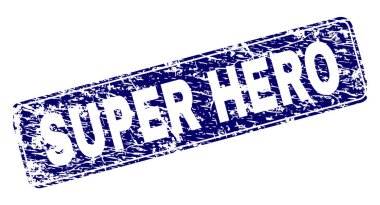 Grunge SUPER HERO Framed Rounded Rectangle Stamp