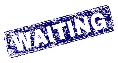 Grunge WAITING Framed Rounded Rectangle Stamp