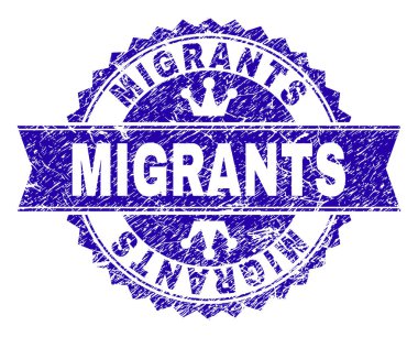 Çizik dokulu göçmenler mühür ile kurdele pul