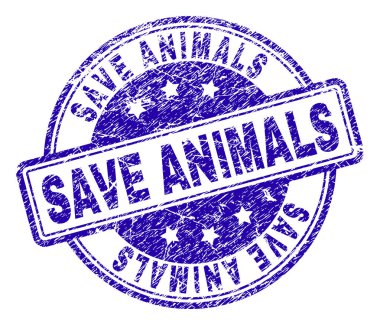 Grunge Textured SAVE ANIMALS Stamp Seal