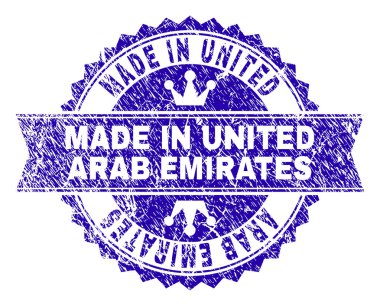 Grunge dokulu Made ın Birleşik Arap Emirlikleri damga mühür ile şerit