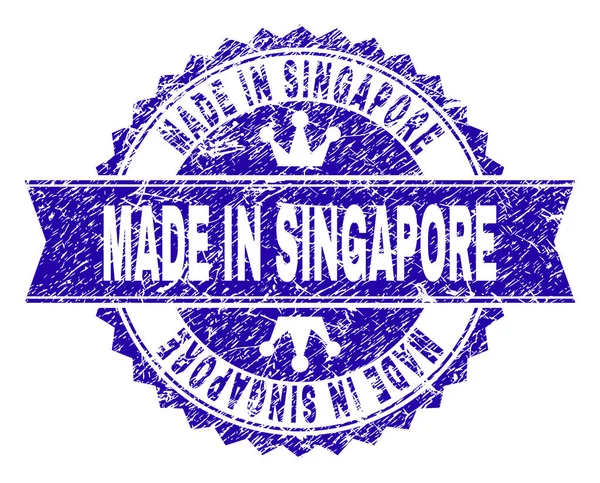 Grunge texturizado MADE IN SINGAPORE selo com fita — Vetor de Stock