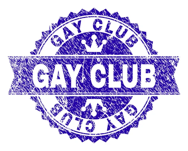 Scratched Textured GAY CLUB Stamp Seal with Ribbon — Stok Vektör