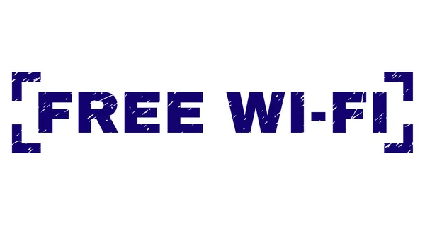 Grunge getextureerde gratis Wi-Fi stempel afdichting tussen hoeken — Stockvector