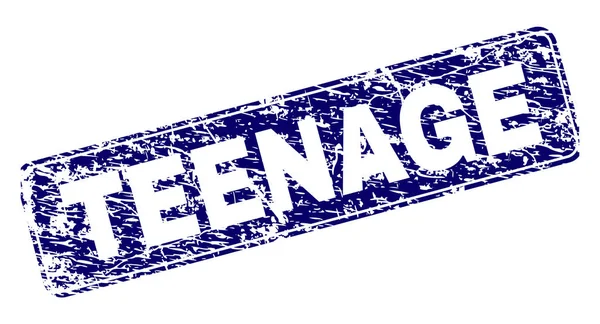 Selo de retângulo redondo emoldurado Grunge TEENAGE —  Vetores de Stock