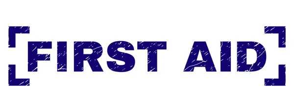 Грандж текстурований FIRST AID Штамп ущільнення між кутами — стоковий вектор